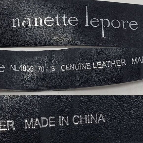 Nanette Lepore Houndstooth‎ Gingham Genuine Leather Fur Belt Sz  S Brown Twee main image 4
